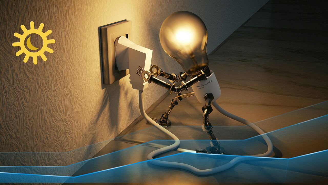 Verlichte kamer door zonverwarmde lamp zonder elektriciteit. Verlichte kamer door zonverwarmde lamp zonder elektriciteit.